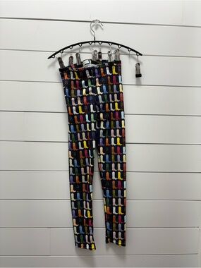 Girls' Black Leggings with Colorful Bootprint